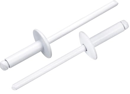 QUARKZMAN 100Pz 5/32x1/2 Rivetti A Strappo Con Testa A Flangia Larga, Rivetti A Strappo In Acciaio Al Carbonio Zincato Con Mandrino E Coprimandrino, Colore Bianco