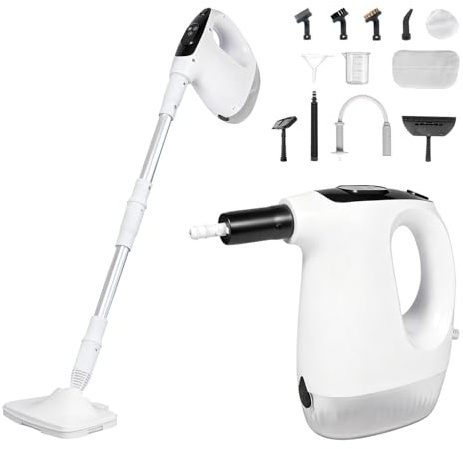 Taslo Handheld 10 in 1 Steam Cleaner - Portable Steam Cleaner with Mop - Steamer Cleaning for Floor, Bathroom, Kitchen, Window, Car, Curtains, Carpets, Tiles (Handheld Steamer with Mop)