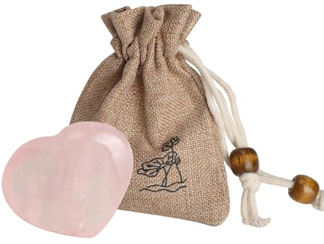SLIAXINT 45mm quarzo rosa cuore in pietra, gemme a forma di cuore, amore | cristalli curativi, regalo pietra fortunata