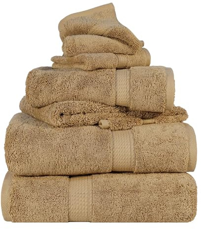 SUPERIOR Egyptian Cotton Ultra Plush & Absorbent, 6 Piece Set, Toast