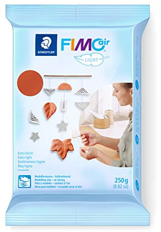 STAEDTLER lufttrocknende Modelliermasse FIMO air light, extra leicht, terrakotta, sofort gebrauchsfähig, kein Brennvorgang notwendig, 250g, angenehme Haptik, klebt nicht, 8131-76