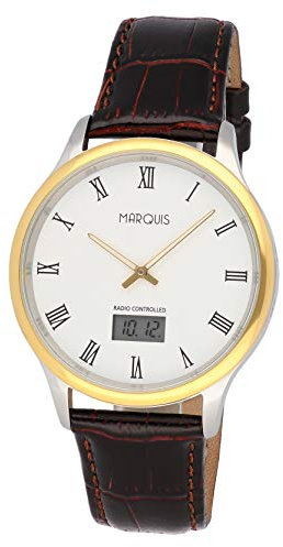 Eurochron Elegante Herren Funk Armbanduhr (JUNGHANS-Werk) Edelstahl Leder Gold Silber 964.4702