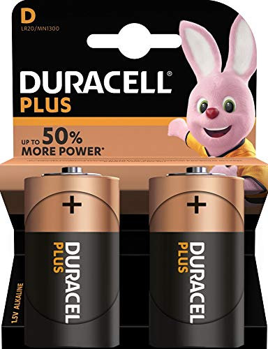 Piles Alcalines Mono (D) LR 20 Lot de 2 Piles Duracell Plus Power MN1300