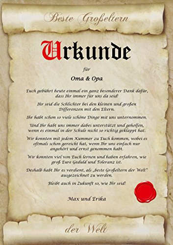 ALEMARG Urkunde Beste Oma Bester Opa der Welt - Enkel Geschenk XL - personalisierte Geburtstagskarte, Geschenkidee für Großeltern A4 Geburtstagsgeschenk