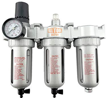 1/2 NPT MID FLOW Filter Regulator Coalescing Desiccant Dryer System For Compressed Air Lines, Poly Bowls, Great For Paint Spray And Plasma Cutter (MANUAL DRAIN)