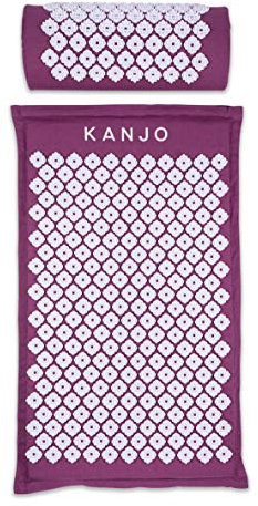 FSA HSA berechtigtes Kanjo Premium Akupressurmatte und Kopfkissen Set zur Linderung von Rückenschmerzen & Nackenschmerzen Linderung, mit Memory Foam Kissen, inklusive Tragetasche, Amethyst