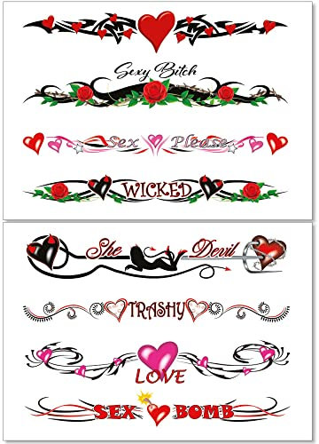 8 Tatouages Temporaires Sexy Coquines Tatouages Temporaires Pour Femme Mesdames Hommes - Plaisir Adulte Pour Avant-Bras Pattes Arrière Bout Estomac