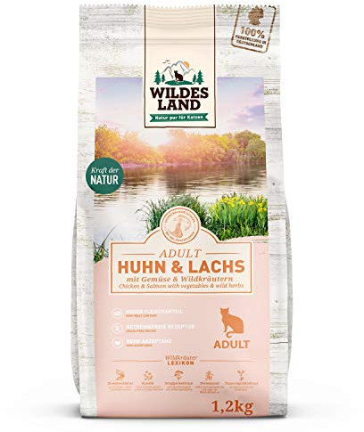 Wildes Land - 1,2 kg - Trockenfutter für Katzen - Huhn und Lachs - Getreidefreie Rezeptur - Hoher Fleischanteil - In Deutschland zubereitet - Hoher Eiweißanteil - Natürliche Zutaten