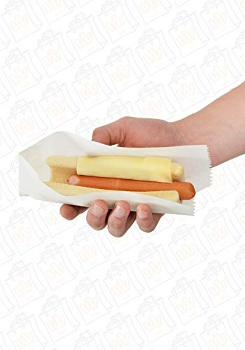 Hot Dog-Tüten, 8x20 cm, fettdicht, Baguette – Tüte, Taco – Tüten, Wrap - Tüte, weiß, unbedruckt, Größe 200 Stück