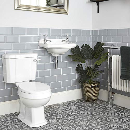 MILANO Close Coupled Toilet WC Wall Hung 2 Tap Hole Bathroom Basin Sink | Ceramic Construction. Close Coupled Toilet. 2 Tap Hole Basin. Traditional Style. Floorstanding Design.