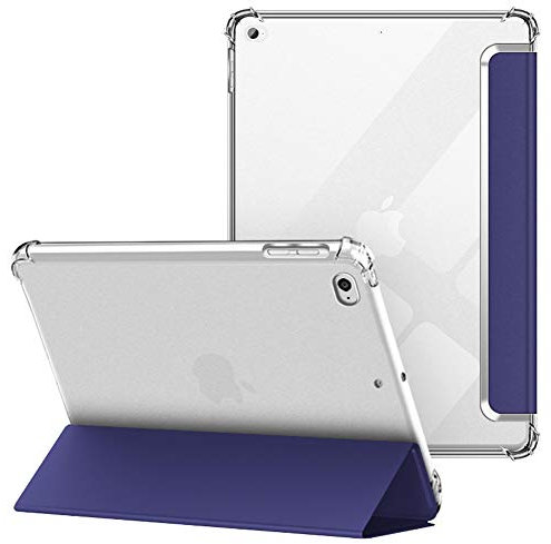VAGHVEO Coque pour iPad 2018 2017 9.7 Pouces/iPad Air 1/2, Étui Arrière Souple et Transparent en TPU, Housse de Protection Antichoc, Smart Shell Résistant avec Veille/Réveil Automatique, Bleu Marine
