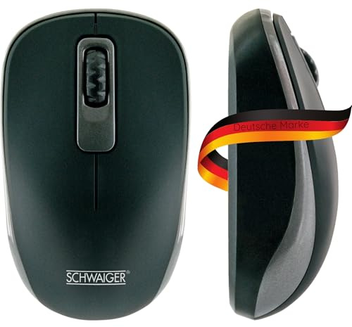 SCHWAIGER OM1000 Kabellose Maus Funkmaus PC-Maus mit USB-Empfänger Wireless optisch Softtouch Plug&Play 2.4GHz