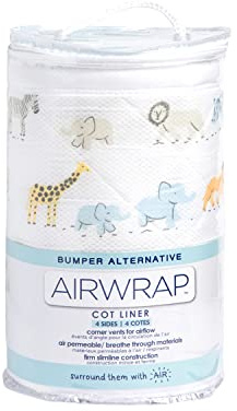 Airwrap 4 Sided Breathable Muslin Cot Liner - Safari March