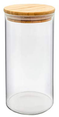 NERTHUS FIH 782 Pot en verre avec couvercle en bambou 1100 ml