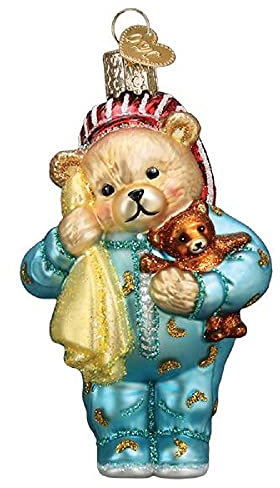 Old World Christmas Ornaments Bedtime Teddybär aus Glas, geblasene Ornamente für den Weihnachtsbaum
