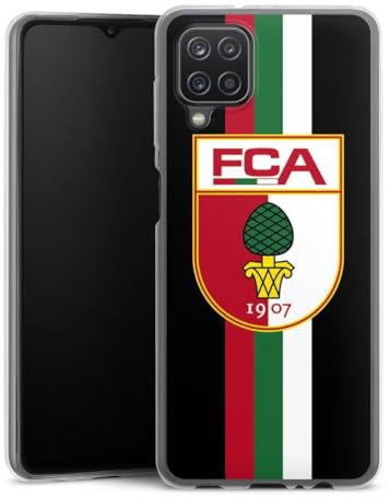 Slim Case kompatibel mit Samsung Galaxy A12 Silikon Handyhülle transparent Hülle extra dünn FC Augsburg FCA Offizielles Lizenzprodukt