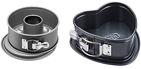 Kaiser Inspiration Mini Springform 18cm rund, kleine Kuchenform mit 2 Böden, Springform klein für 1/2 Rezept & Inspiration Mini Herzbackform 11 x 14 cm, Springform klein für 1/2 Rezeptportion