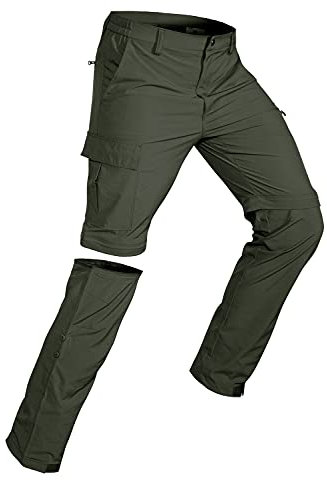Wespornow Herren Zip-Off-Wanderhose-Abnehmbar-Trekkinghose, Atmungsaktiv Outdoorhose Arbeit Outdoor-Hosen-Cargohose Schnell Trockend Sommer Funktionshose mit 5 Taschen (Grün, XL)