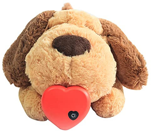 QKTYB Welpenspielzeug mit Herzschlag, Welpen Trennung Angst Hundespielzeug Weicher Plüsch Schlafen Buddy Verhaltenshilfe Spielzeug Welpe Herz Beat Spielzeug für Welpen Hund Haustier