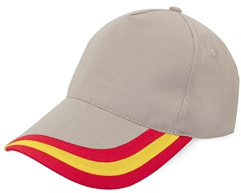 Makio Gorra Bandera de España Regulable Padel Golf Tenis. Gorra 5 Paneles 100% algodón Peinado (Crudo)