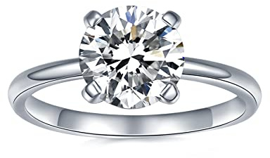 IMOLOVE Anillo de compromiso solitario de moissanita para mujer, anillos de compromiso de moissanita, anillos de promesa de moissanita, anillo de boda de plata de ley 925 chapado en oro de 18 quilates