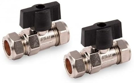 UKDD® 15mm Isolation Ball o fix Valves Straight Suitable for Hot & Cold Supply for Kitchen Sink, Basin Taps Easy Thumb Turn Lever(Pair)