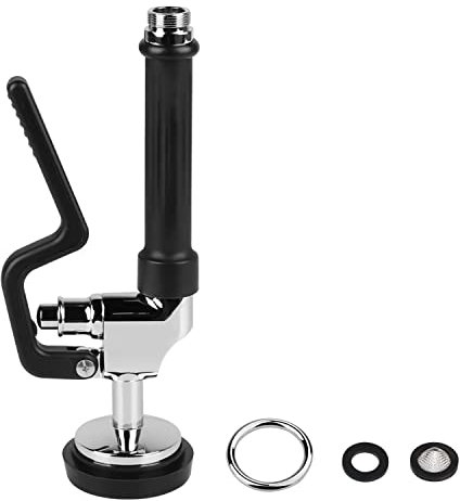 KWODE Vorspül-Sprühventil, Ersatz-Kit für kommerzielle Küchenspüle, Wasserhahn mit Griffgriff, 1,42 GPM Hochdruck-Vorspül-Sprühventil, Chrom (Schwarz)