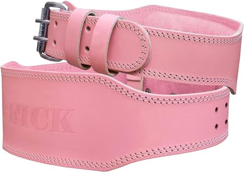 Jaf Gewichthebergürtel für Damen (10,2 cm breit) – 100% rosa Leder Gym Gürtel untere Taille Rücken Unterstützung für Frauen Männer Fitness Kniebeugen Kreuzheben Heavy Duty Cross Training Gym
