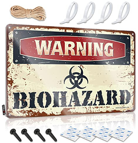 COTECI Warnschild mit Aufschrift Warning Biohazard, Metallschild, Fair-Warnschild, Männerhöhle, lustige Schilder (Größe: 30 x 40 cm)