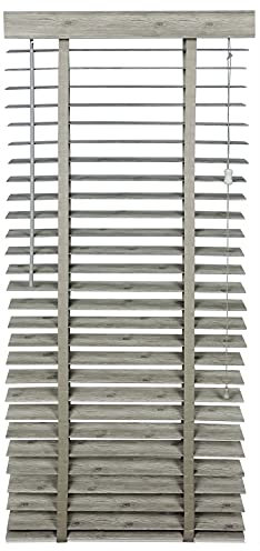 JORON Persiana Veneciana en Efecto Madera 50 mm Lama Varios tamaños Protección Solar para Ventanas con perforación PVC Blanco/Gris (Gris, 150 x 130 cm)