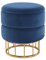 Qiyano Edina Hocker mit Stauraum Blau, Modern, Runder Polsterhocker mit Elegantem Metallgestell, Vielseitig Nutzbar, Komfortabel & Platzsparend