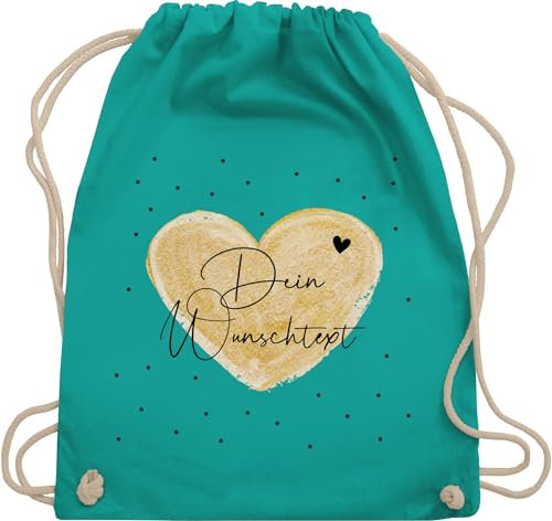 Turnbeutel Rucksack - Aufdruck selbst gestalten - Dein Wunschtext I Geschenk personalisiert Weihnachten I Vatertag I Muttertag I Geburtstag - Unisize - Türkis - taschen jga beutel wechselkleidung