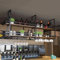 KEPMOGOH Deckenregal Weinregal mit Glashalter, Schwebendes Hängeregal 2-Lagiger Industrieller Hängender Weinflaschenhalter, Schwarzes Metall-Deckenregal für Bar-Café-Küche (Schwarz, 100×30×80cm)