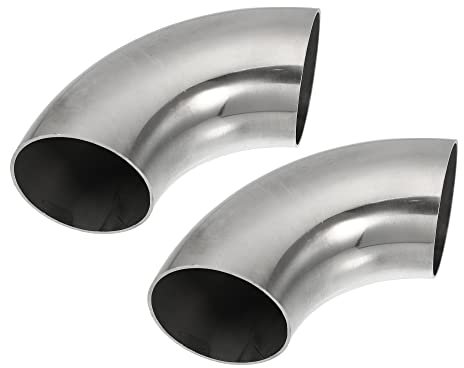 X AUTOHAUX 2pcs OD 2.25 Inch 90 Degree 1.5mm Thickness Car Exhaust Elbow Pipe