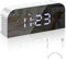 Vinabo Digitaler Spiegel-Wecker, LED-Spiegel-Digitaluhr Nachtwecker Morgenwecker, 2 Helligkeitsstufen, 12/24H, mit 2 USB-Ladeanschlüssen, Moderne Dekoration für Zuhause oder Schlafzimmer
