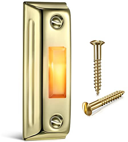 Dreyoo Metal Doorbell Push Button, Heavy Duty Metal Door Bell Wired Button LED Lighted Wall Mounted Doorbell Push Buttons for Home, Universal Garage Door Opener Switch Property in Copyright(Gold)