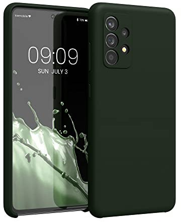 kwmobile Hülle kompatibel mit Samsung Galaxy A52 / A52 5G / A52s 5G Hülle - Silikon Handy Case - Handyhülle weiche Oberfläche - kabelloses Laden - Dunkelgrün matt
