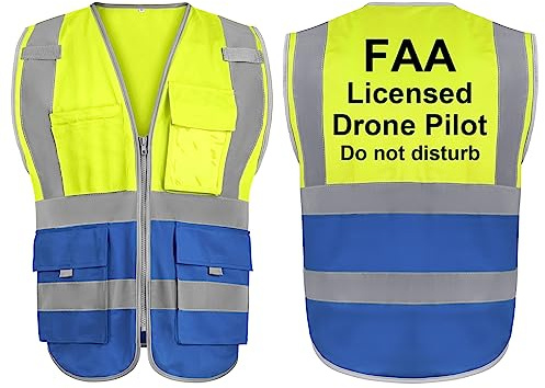 TopTie FAA Drone Pilot Vest Warnweste 9 Taschen Reflektierende Sicherheitsweste für Drohnenbetreiber, komfortabel und ungestört, Drohnenzubehör, erfüllt ANSI/ISEA-Standards