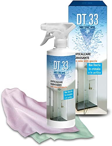 Metacril Detergente e Disincrostante antigoccia per box doccia - DT33 500ml con vapo + pannetto multiuso. Ideale per tutti i tipi di box doccia, di qualsiasi marca e modello