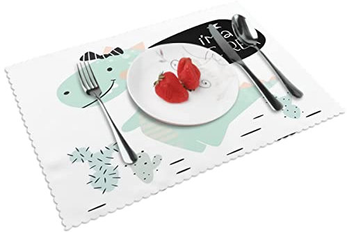 Niedliche Dinosaurier-Tischsets für Mädchen, 6er-Set für Kinder, Tischsets für Küche, Esstisch, 45 x 30 cm