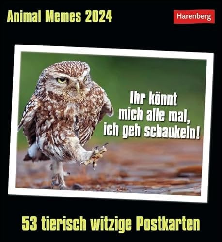 Postkartenkalender Animal Memes - Kalender 2024 - Harenberg-Verlag - Wochenkalender mit 53 heraustrennbaren Postkarten - 16 cm x 17,5 cm