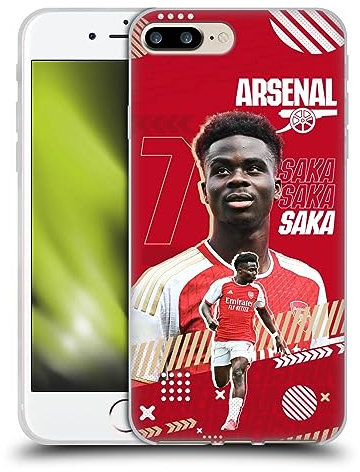 Head Case Designs Officially Licensed Arsenal FC Bukayo Saka 2023/24 First Team Gel Case [Military Grade Protection] Compatible With Apple iPhone 7 Plus/iPhone 8 Plus