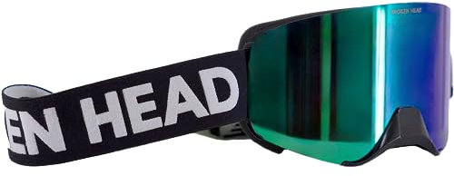Broken Head Motocross Brille Struggler - MX Brille - Supermoto Goggle Mit Magnetischem Glas (Schwarz-Weiß, Blau Verspiegelt)