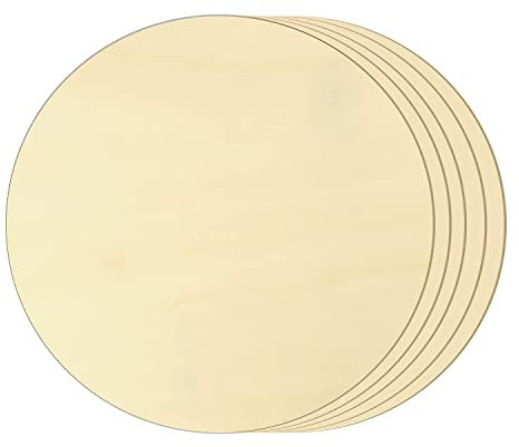 Dischi Rotondi in Legno per Artigianato, 4 Pezzi 30 cm Naturale Cerchi Targa per Arte Fai da Te, Decorazioni per la Casa (30CM)