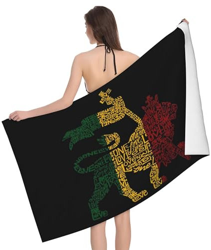 Rasta Reggae Lions Strandtücher, Badetuch, schnell trocknendes Handtuch für Reisen, Schwimmen, Pool, Yoga, Fitnessstudio, übergroßes Mikrofaser-Strandtuch für Erwachsene und Kinder, Strandzubehör
