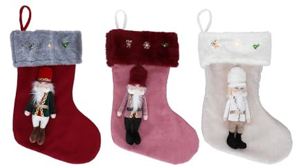 TIMSTOR Calza della Befana con Schiaccianoci 3 Assortite: 22x4x46 cm, Multicolore