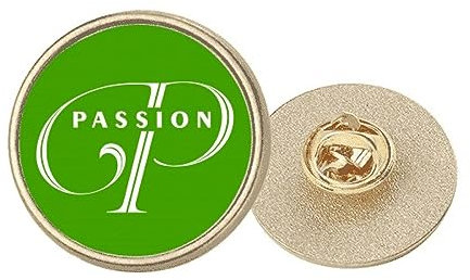 Brosche mit Buchstaben-Motiv, rund, Metall, goldfarben, M, Metall