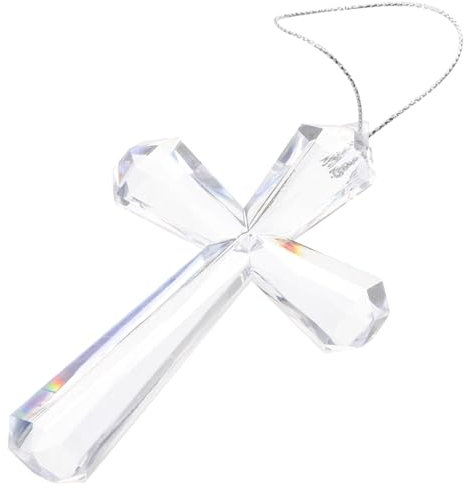 VOSAREA Krippenkreuz, Kristallkreuz, hängende Ornamente, Kristall, Heiliges Kreuz, Figur für Kirche, Gebet, Heimdekoration, Glas, hängendes Kreuz, Ornament, Weihnachtsbaumdekoration