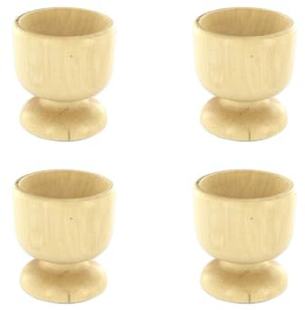 Fackelmann 9908650 Lot de 4 coquetiers en bois, coquetier, coquetier design, coquetier pour œuf à la coque, Bois, 4,8 x 4,8 x 5 cm