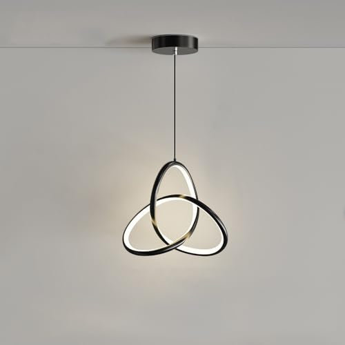Mengjay LED Pendelleuchte,Hängelampe für Wohnzimmer Nachttisch Esszimmer,Moderne Deckenlampe Pendellampe Ring-Design für Küche Büro Schlafzimmer (Schwarz)